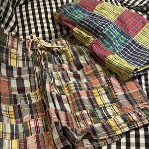2 PAIR Ralph Lauren Madras Plaid Swim Trunks, Shorts
